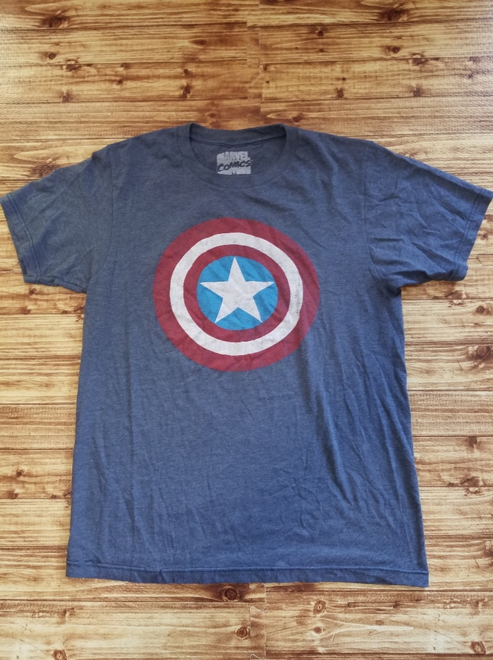 Marvel Captain America Shield Blue Graphic Shirt Men's Small Disney Comics